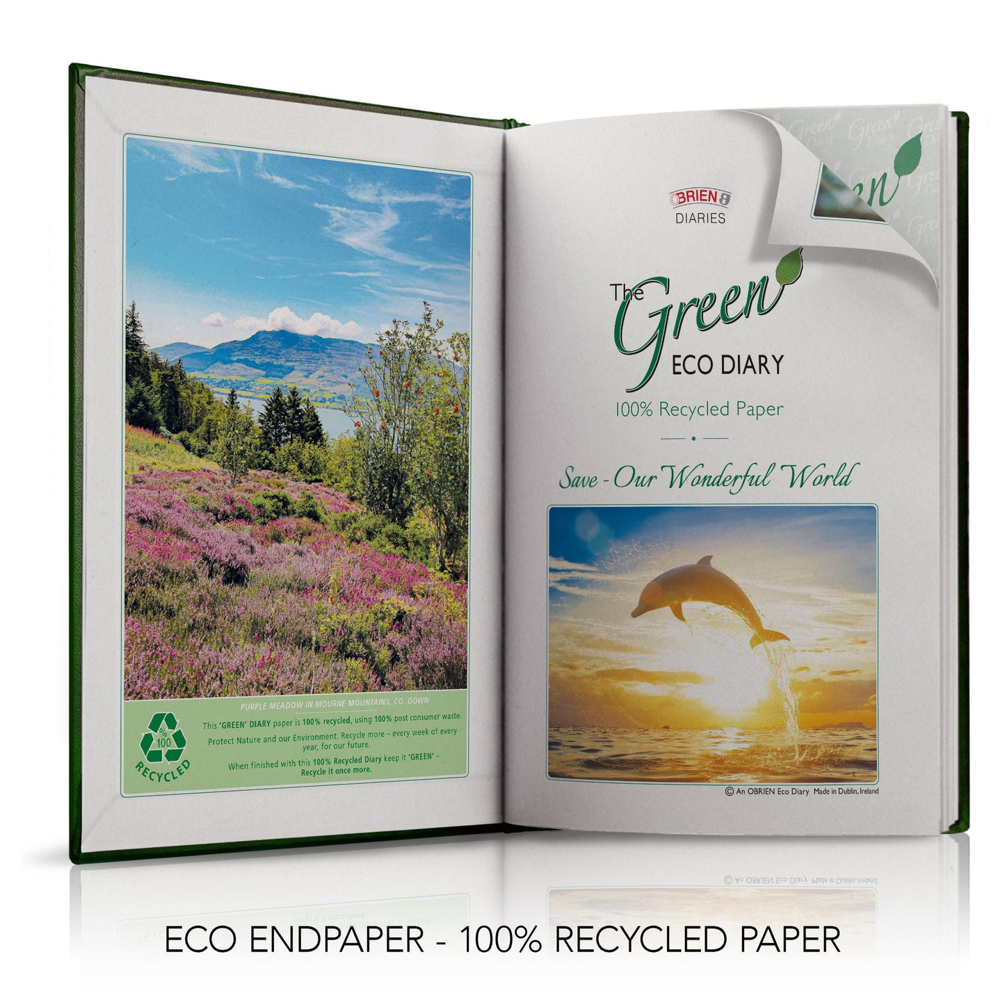 A4 'The Green Eco' Hardback or Padded Custom Diary