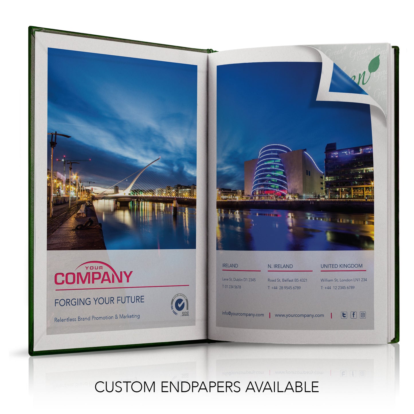 A4 'The Green Eco' Hardback or Padded Custom Diary