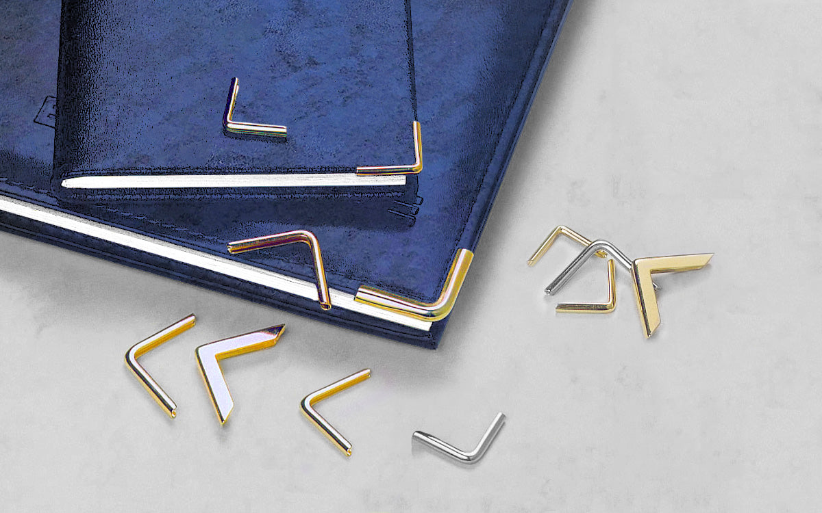 Diary with gold or silver metal gilt corners