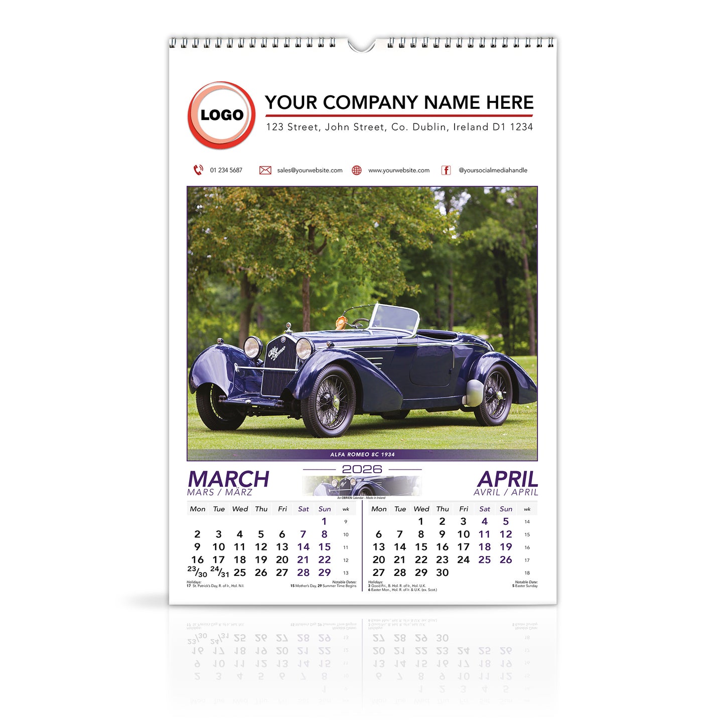 Motoring Memories - Large Wirebound Custom Calendar