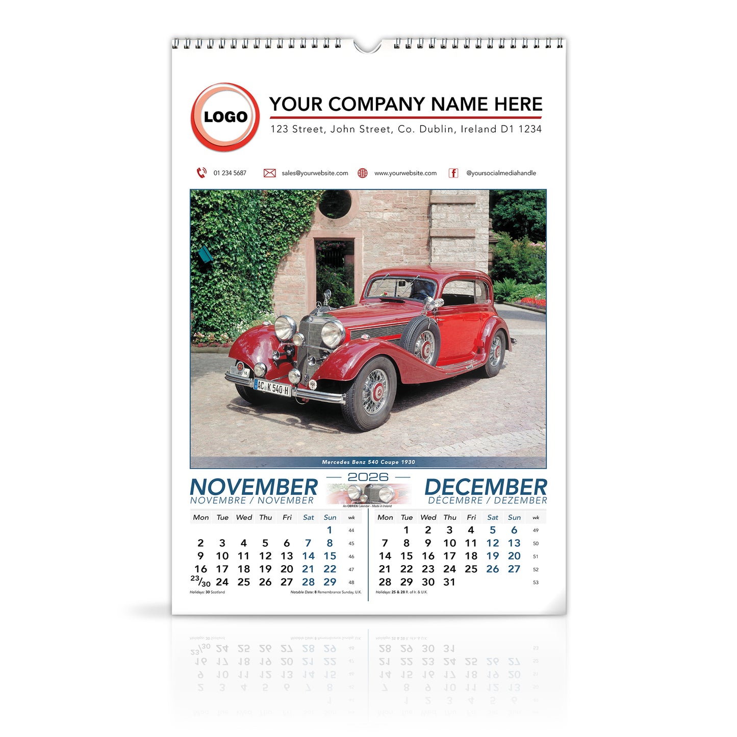 Motoring Memories - Large Wirebound Custom Calendar