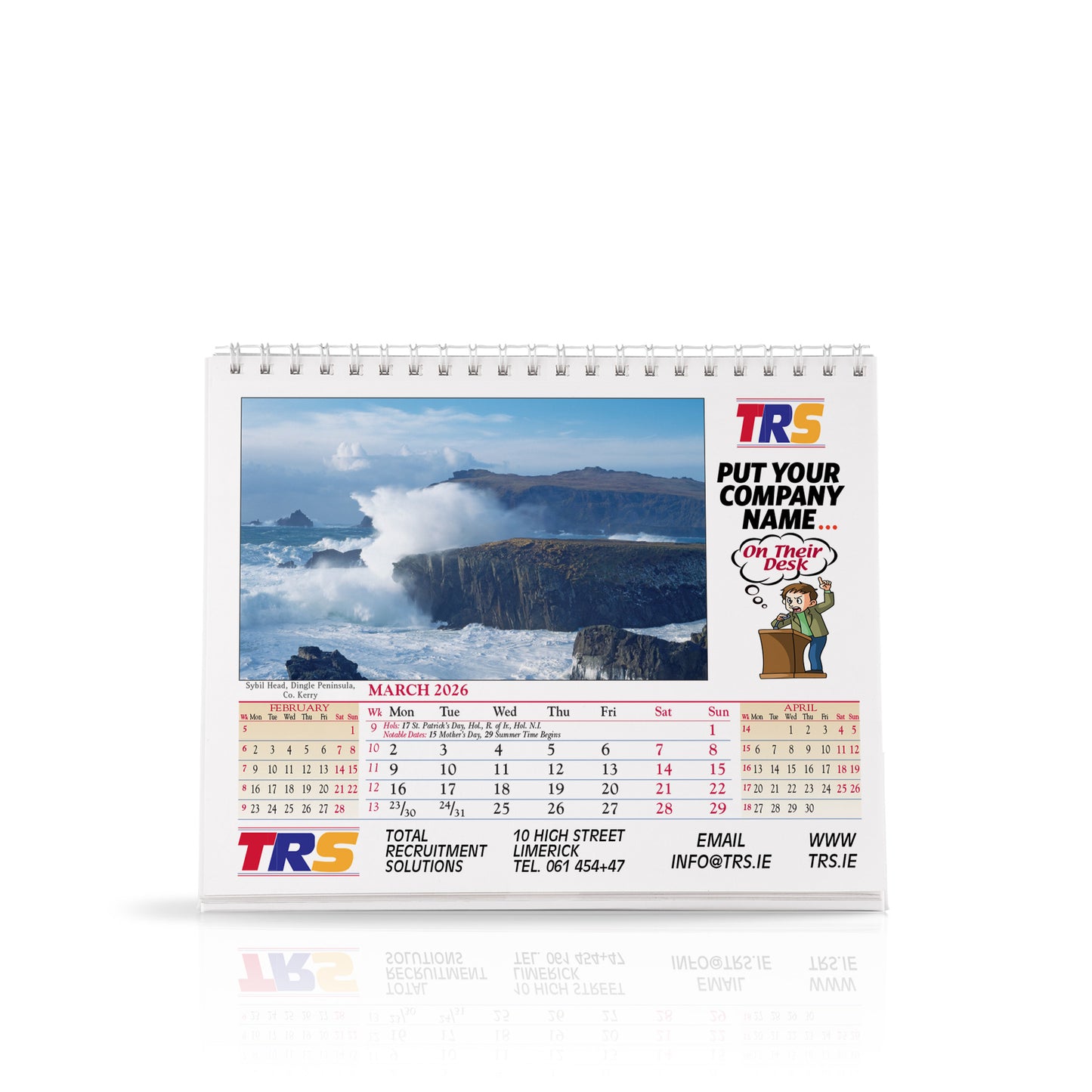 Pictorial Wirebound Desk Easel - Custom Calendar