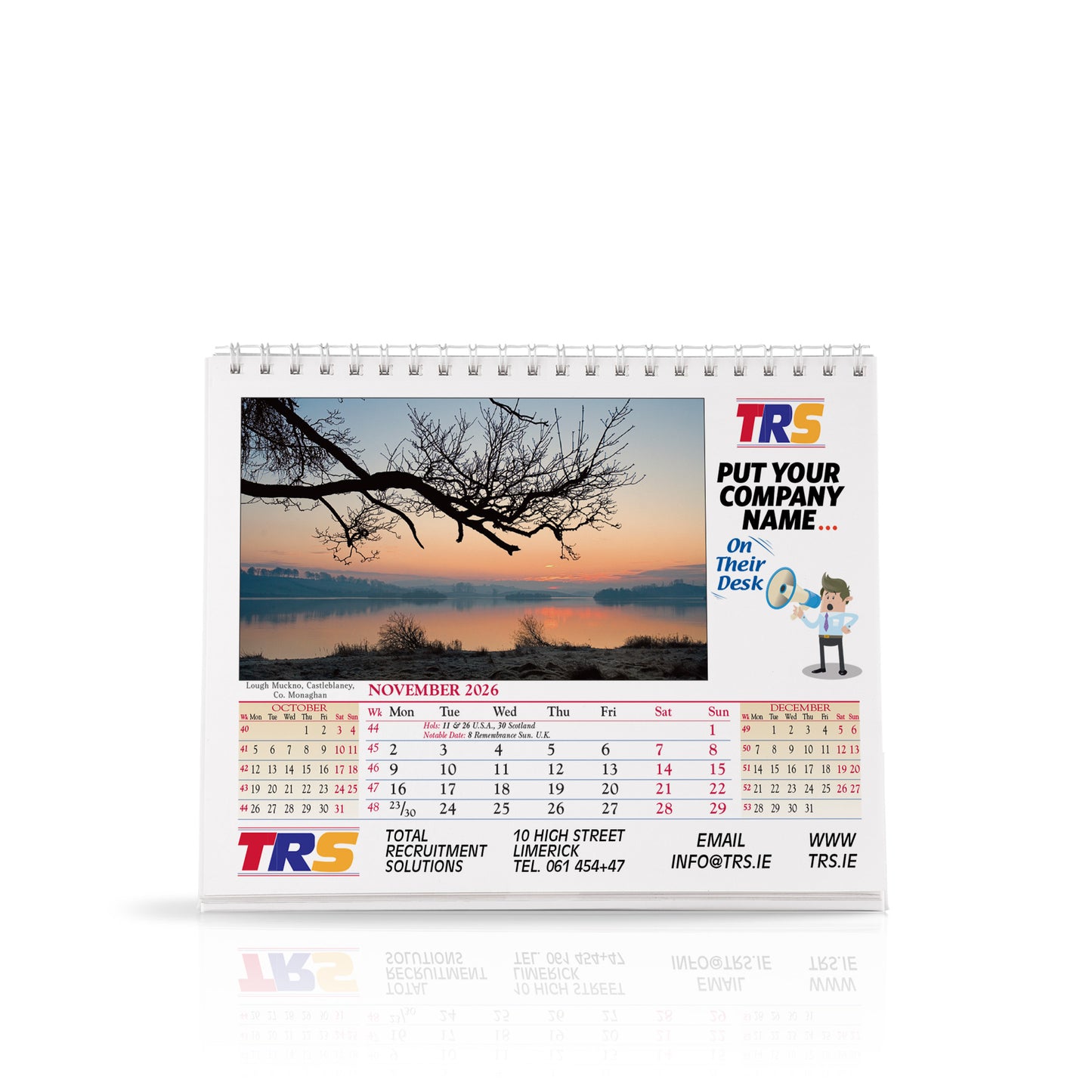 Pictorial Wirebound Desk Easel - Custom Calendar