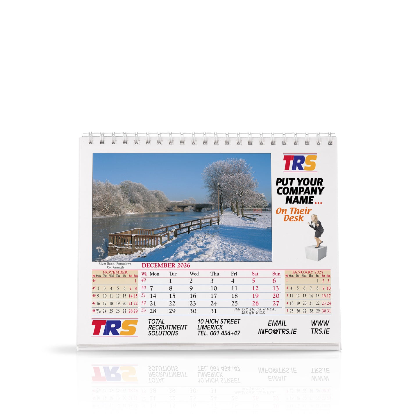 Pictorial Wirebound Desk Easel - Custom Calendar