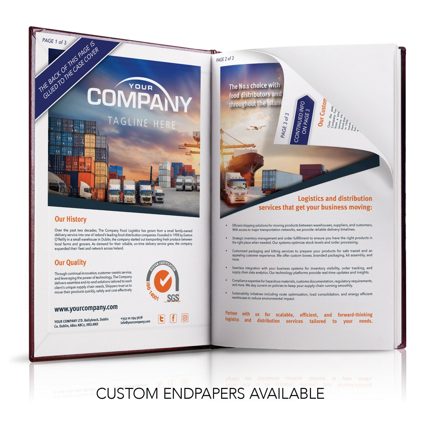 A4 Marble Baladek Hardback or Padded Custom Corporate Diary