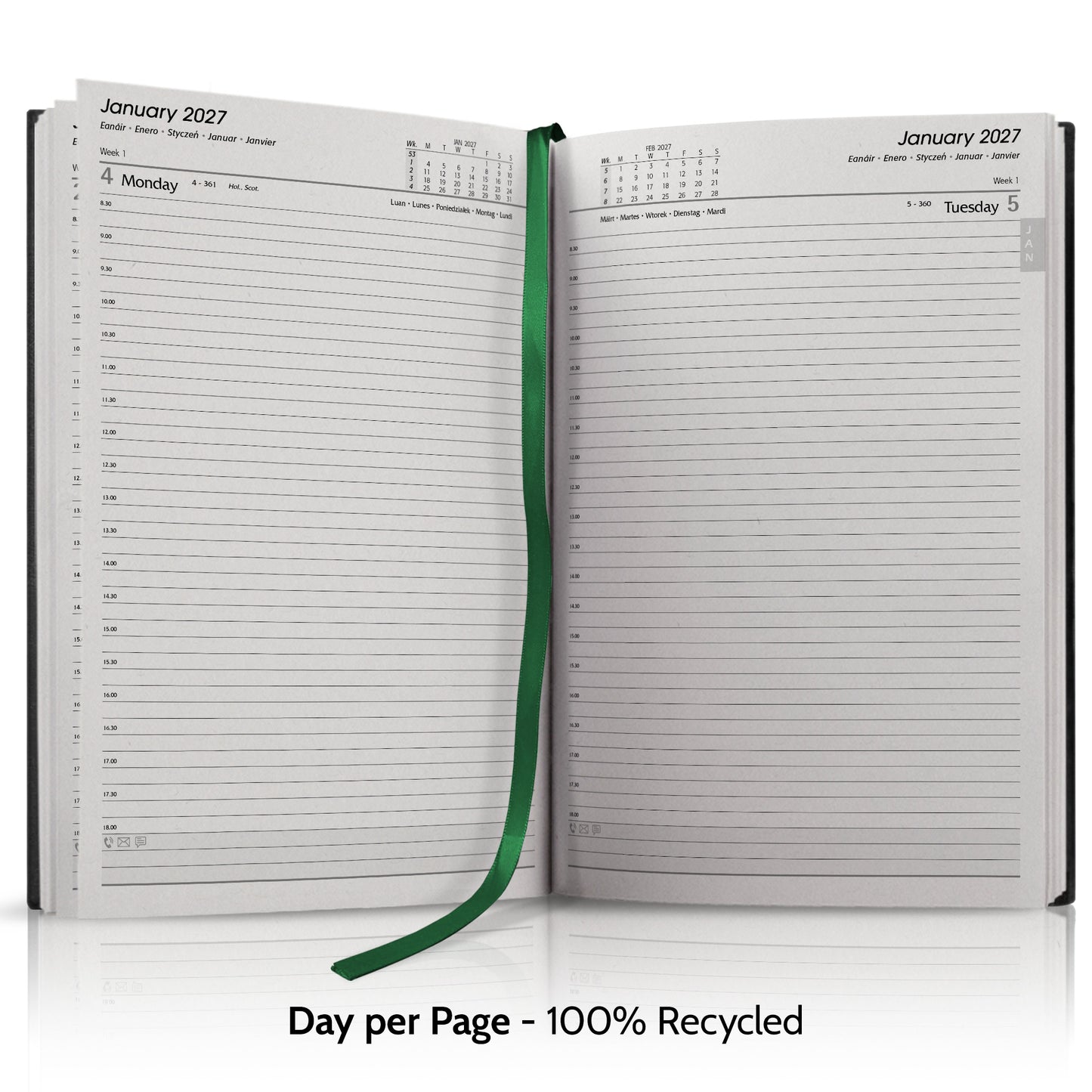 A4 'The Green Eco' Hardback or Padded Customised Diary