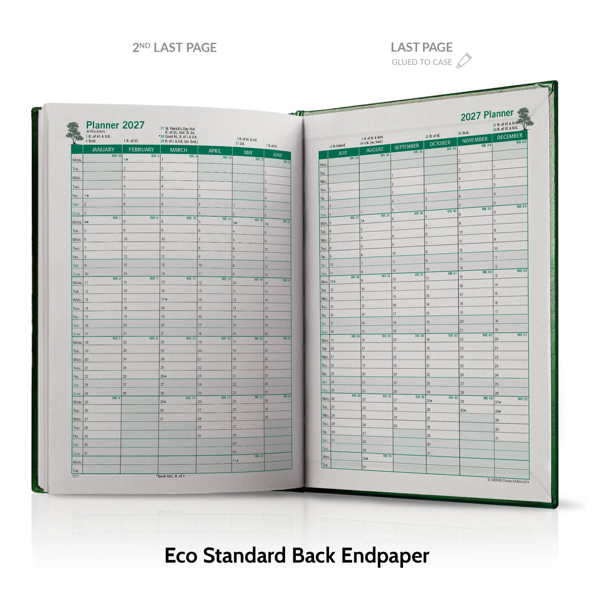A5 'The Green Eco' Hardback or Padded Customised Diary