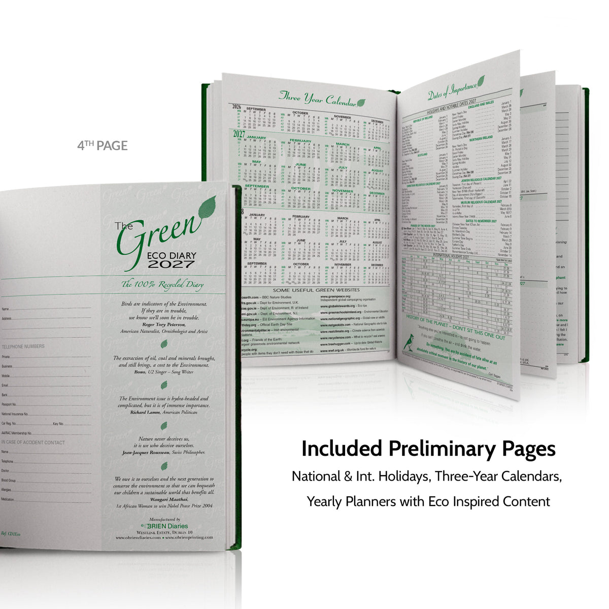 A5 'The Green Eco' Hardback or Padded Customised Diary