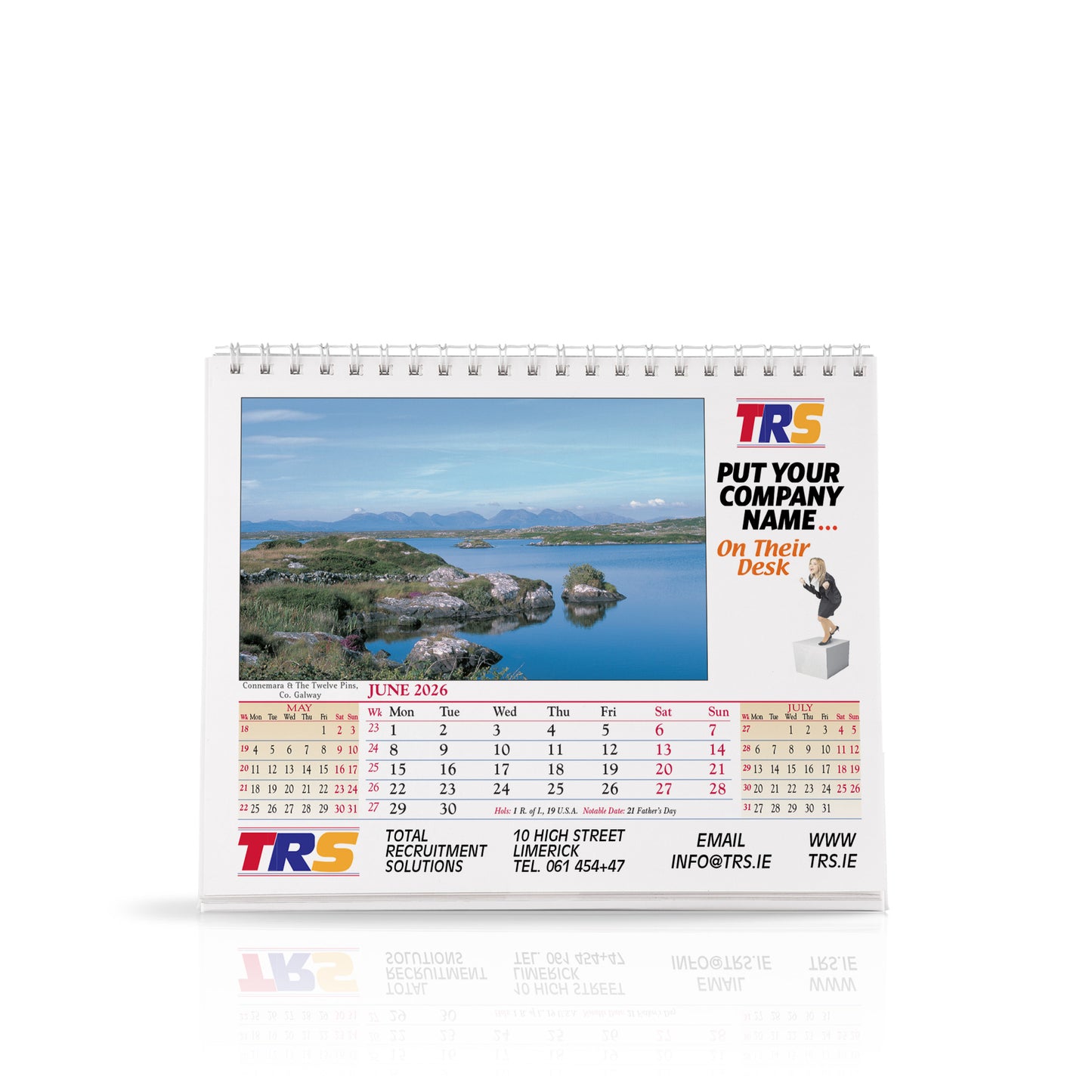 Pictorial Wirebound Desk Easel - Custom Calendar