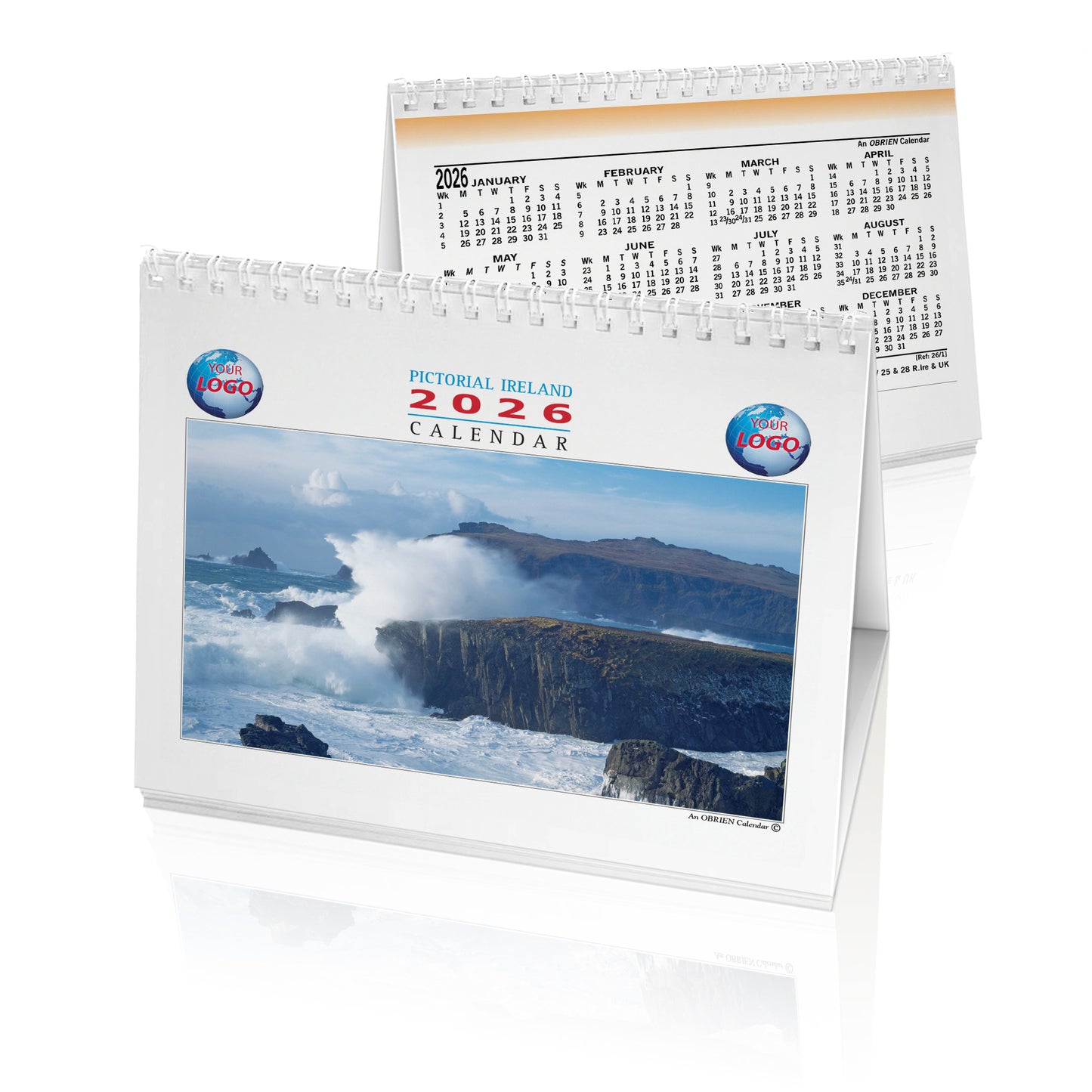 Pictorial Wirebound Desk Easel - Custom Calendar